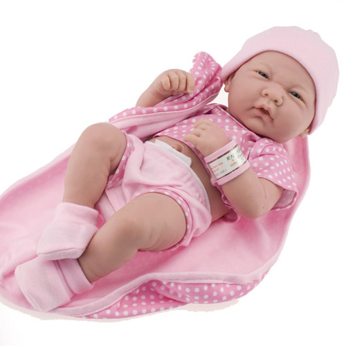 Реалистичная новорожденная девочка с одеялком в горохи La Newborn- Real Girl 