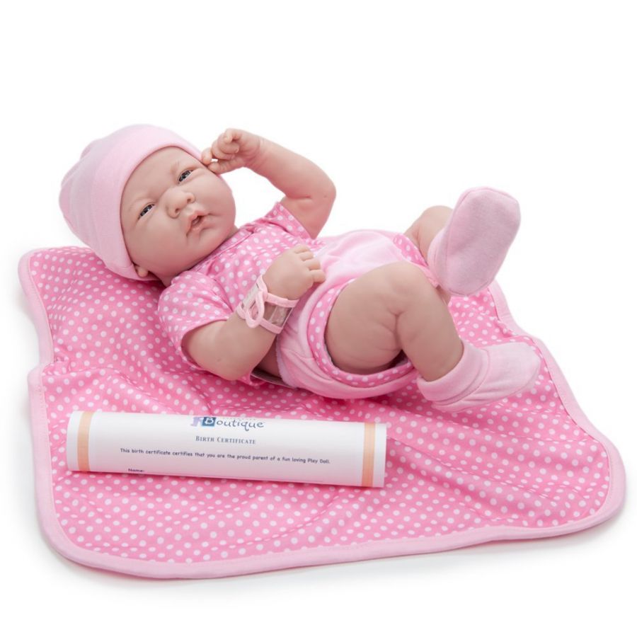 Реалистичная новорожденная девочка с одеялком в горохи La Newborn- Real Girl 
